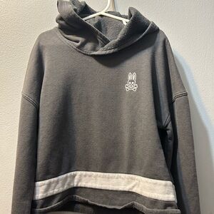 Psycho Bunny kids Gray Hooded Sweater with White Accents